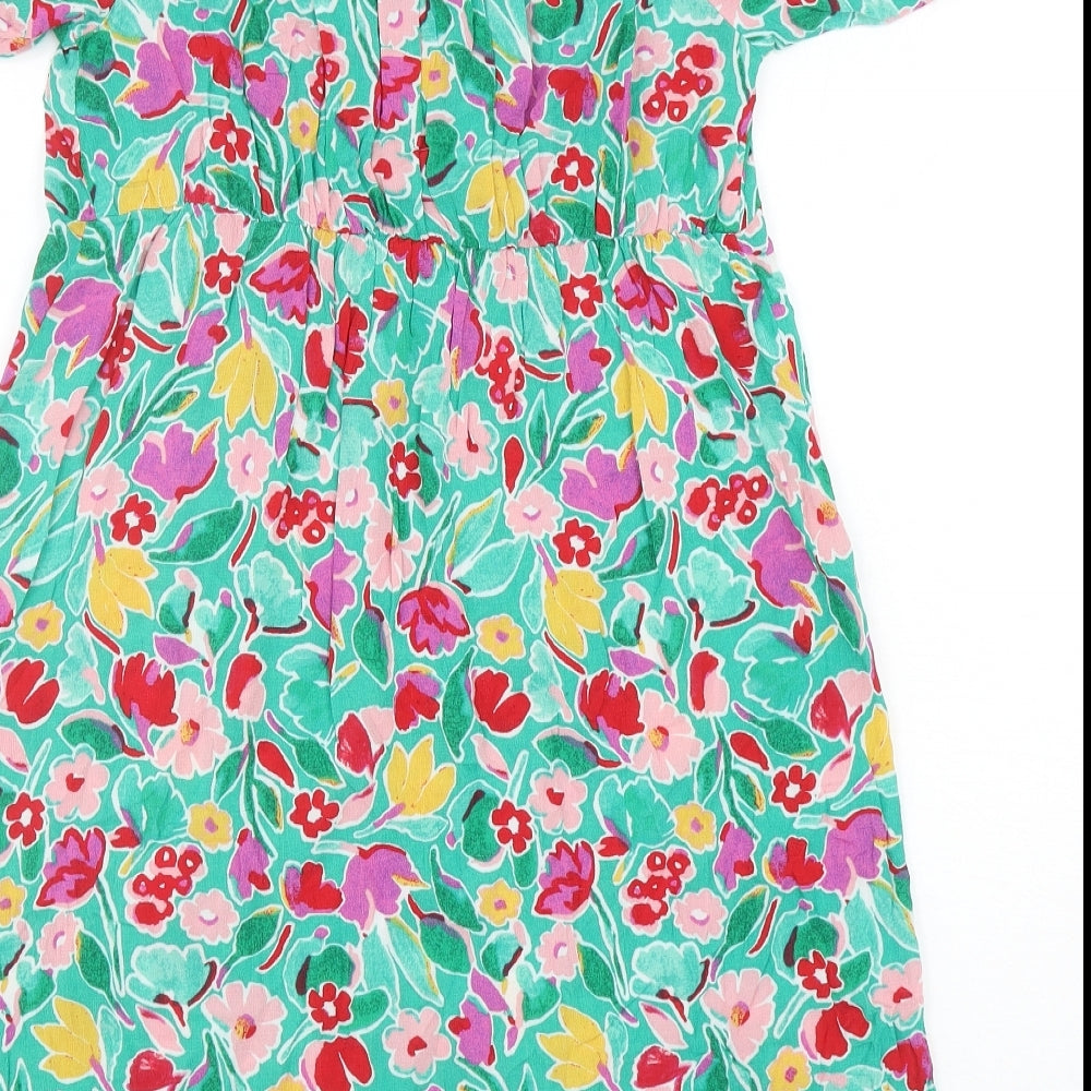 Primark Womens Multicoloured Floral Viscose A-Line Size 14 Scoop Neck Pullover