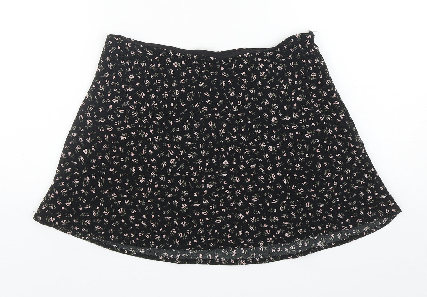 Divided Womens Black Floral Polyester Mini Skirt Size 10 Zip