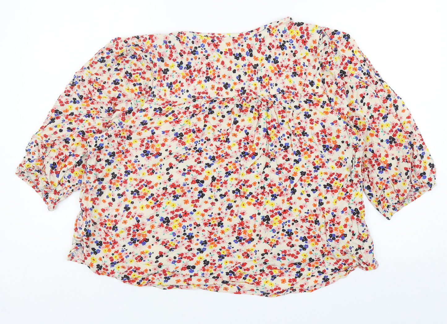 Marks and Spencer Womens Multicoloured Floral Viscose Basic Blouse Size 10 V-Neck