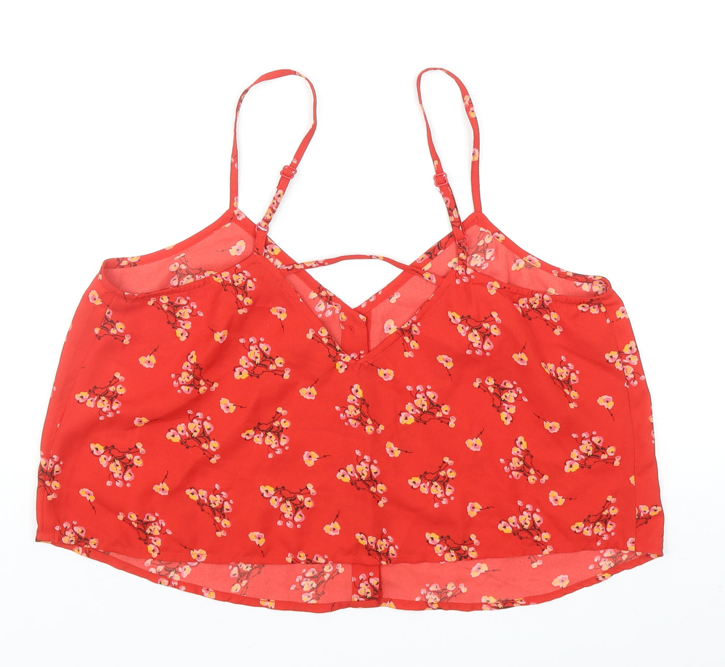 ASOS Womens Red Floral Polyester Camisole Tank Size 14 V-Neck - Cropped