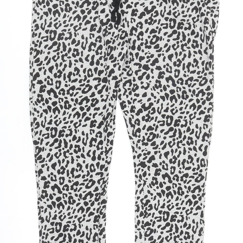 Society Eight Womens Grey Animal Print Polyester Sweatpants Trousers Size S L28 in Regular Drawstring - Leopard Print