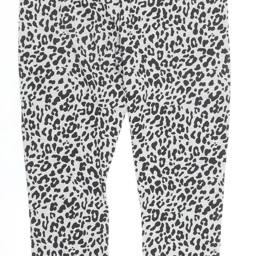 Society Eight Womens Grey Animal Print Polyester Sweatpants Trousers Size S L28 in Regular Drawstring - Leopard Print