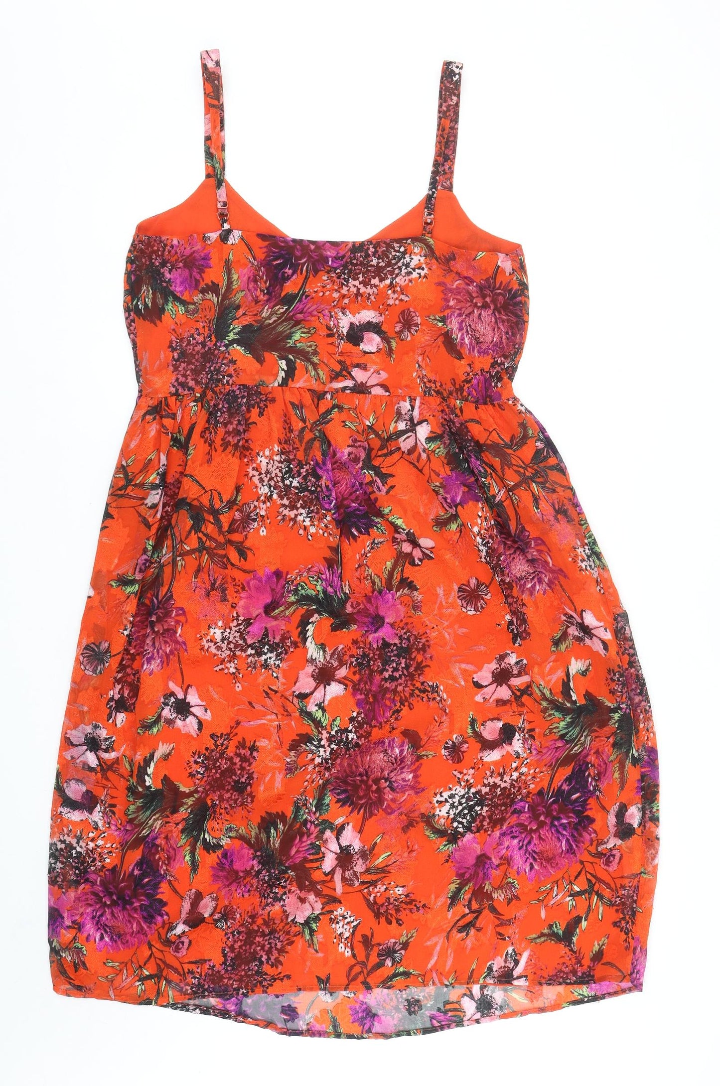 Per Una Womens Red Floral Polyester Tank Dress Size 12 V-Neck Pullover