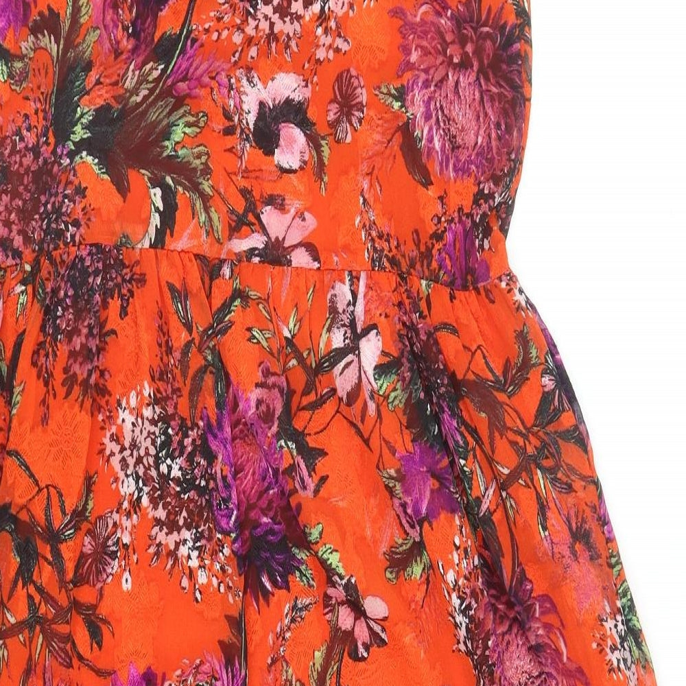 Per Una Womens Red Floral Polyester Tank Dress Size 12 V-Neck Pullover
