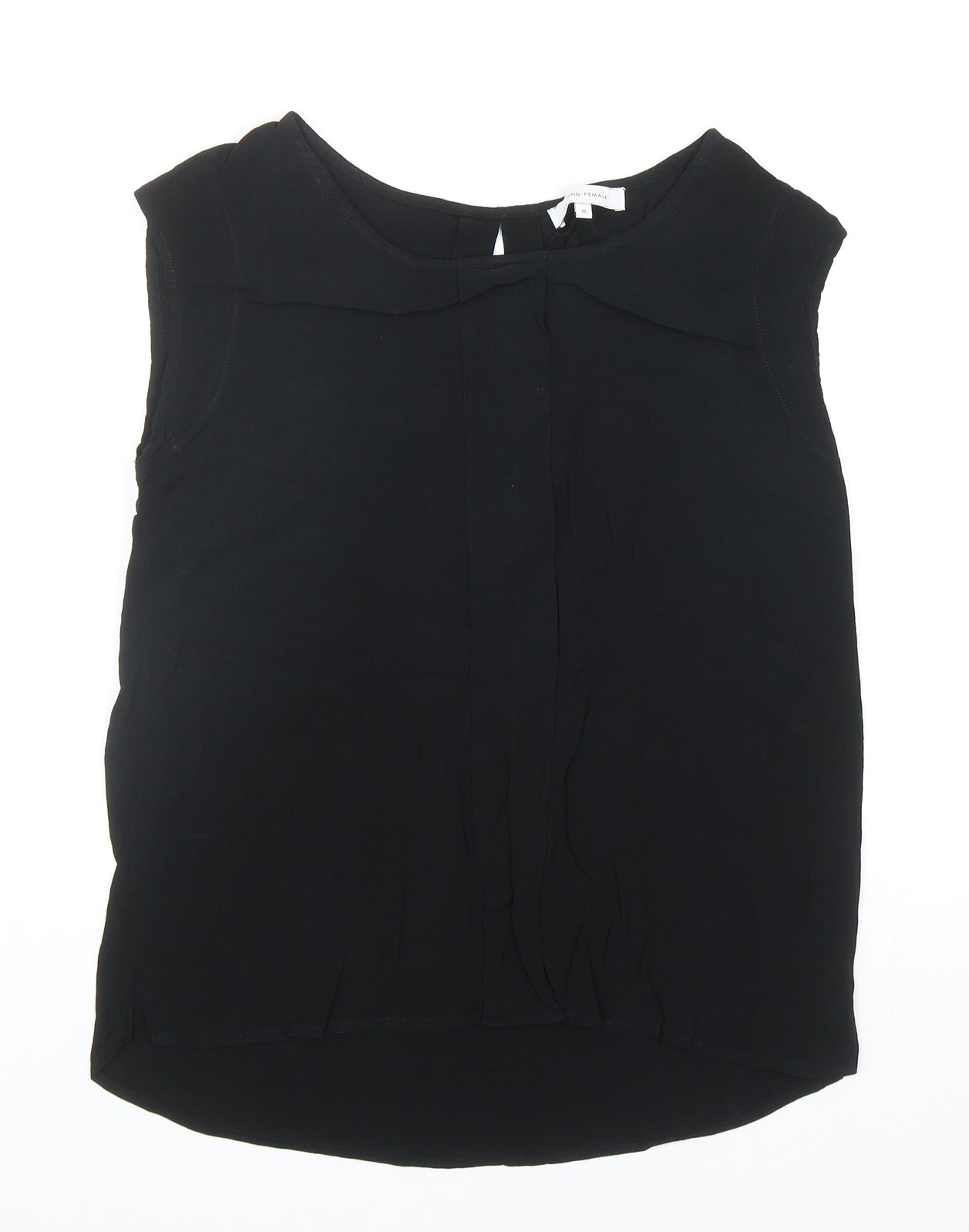 Second Female Womens Black Viscose Basic Blouse Size M Boat Neck