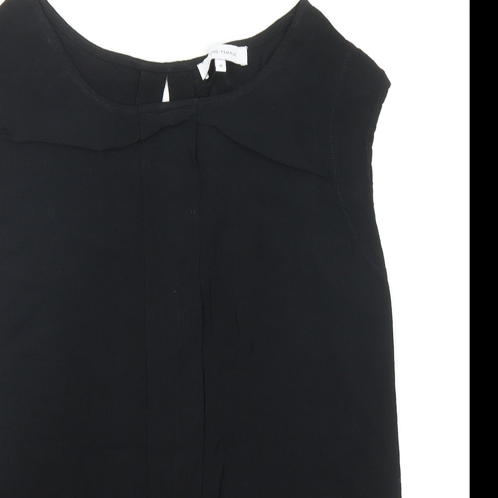Second Female Womens Black Viscose Basic Blouse Size M Boat Neck