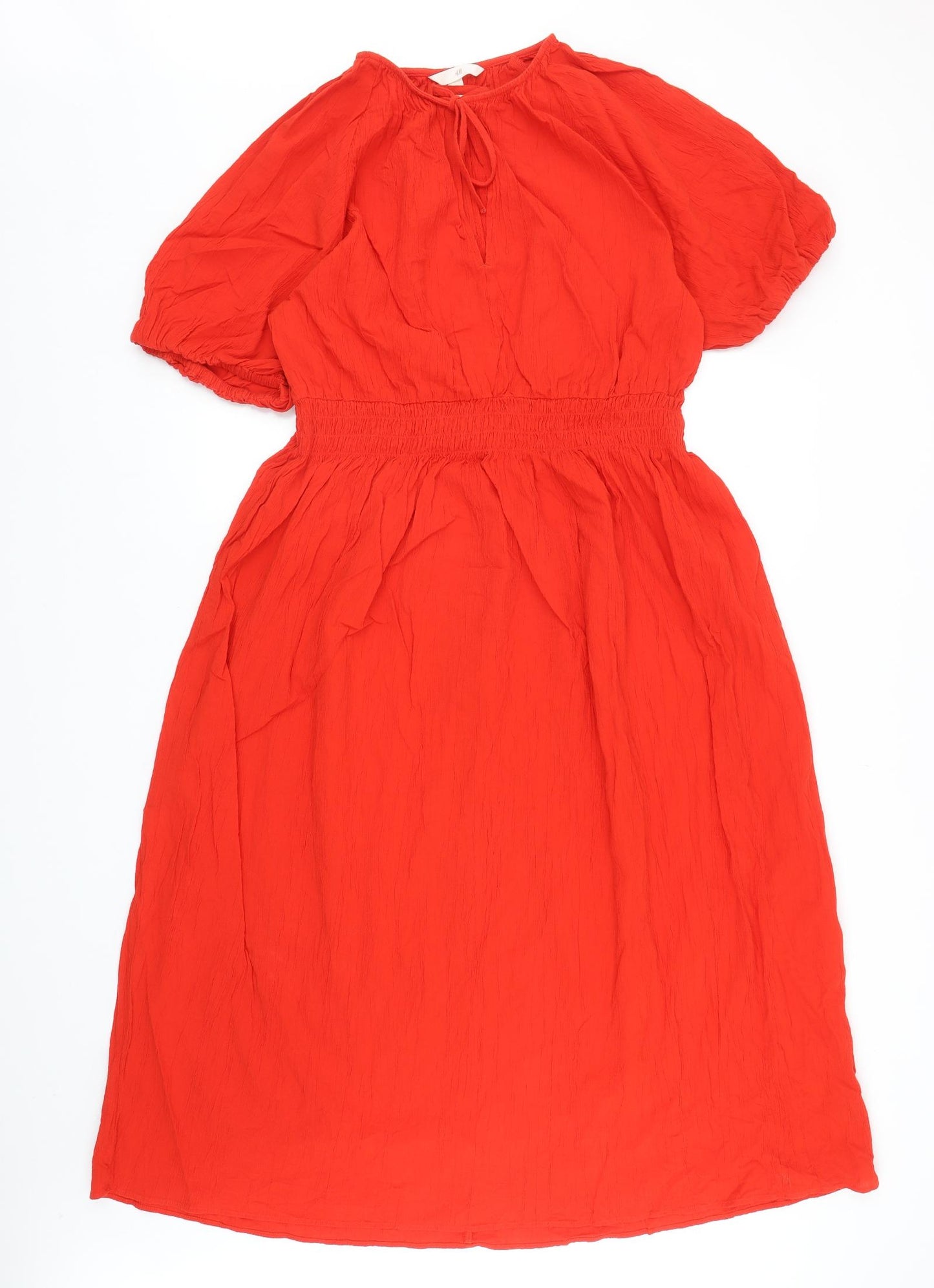 H&M Womens Red Cotton Fit & Flare Size L Round Neck Pullover