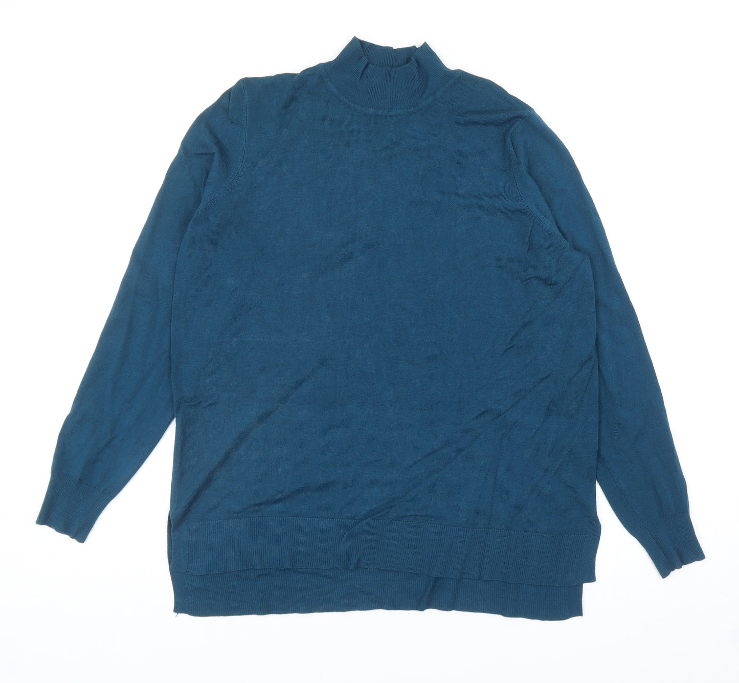 Nutmeg Womens Blue Mock Neck Viscose Pullover Jumper Size 12