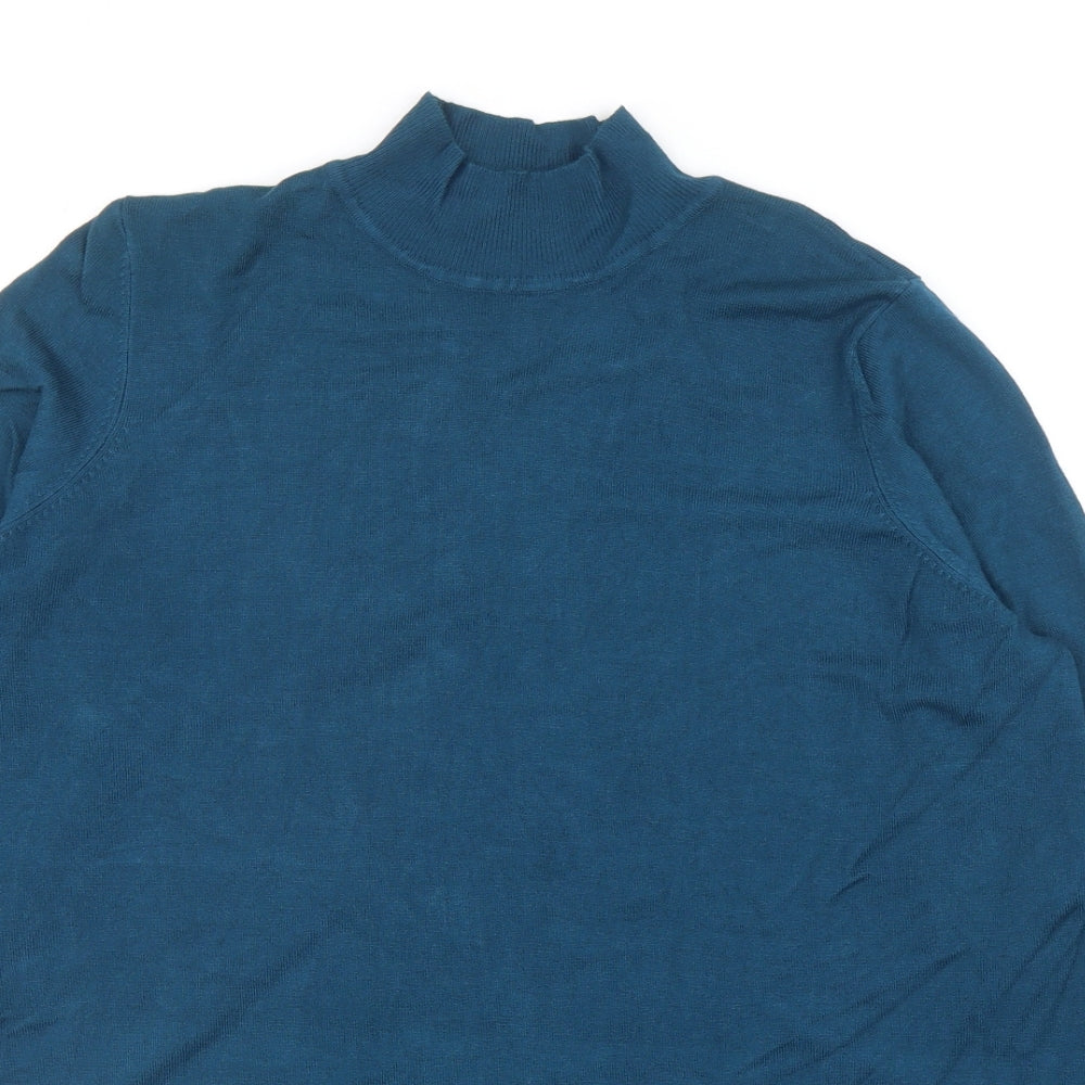 Nutmeg Womens Blue Mock Neck Viscose Pullover Jumper Size 12
