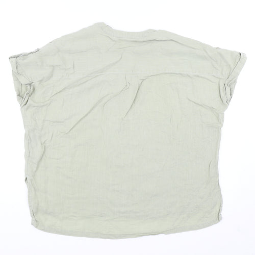 F&F Womens Green Lyocell Basic Blouse Size 12 V-Neck