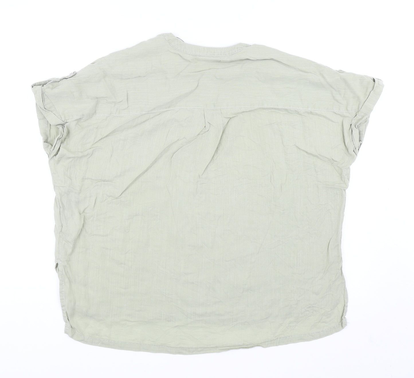 F&F Womens Green Lyocell Basic Blouse Size 12 V-Neck