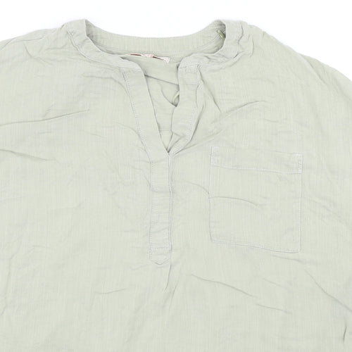F&F Womens Green Lyocell Basic Blouse Size 12 V-Neck