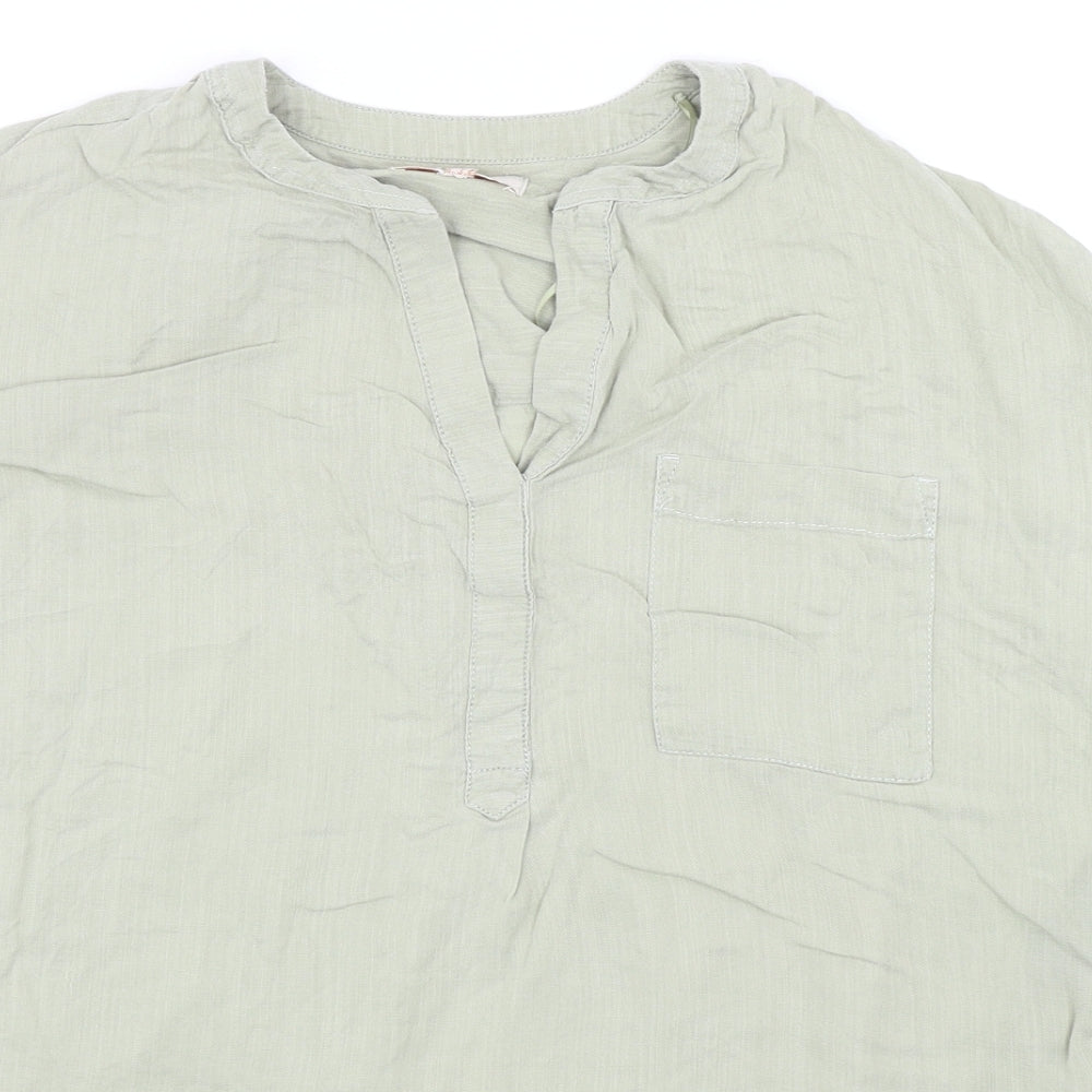 F&F Womens Green Lyocell Basic Blouse Size 12 V-Neck