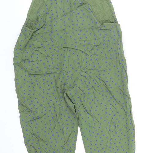NEXT Girls Green Polka Dot Viscose Dungaree One-Piece Size 13 Years L24 in Button