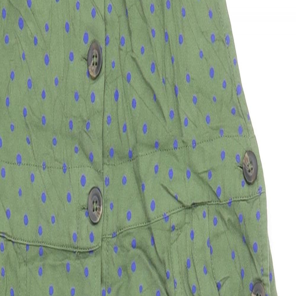 NEXT Girls Green Polka Dot Viscose Dungaree One-Piece Size 13 Years L24 in Button