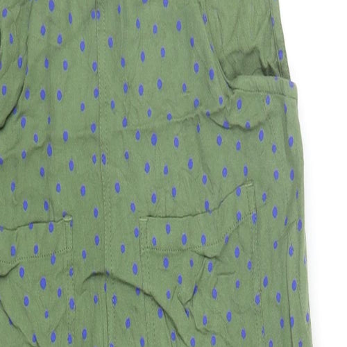 NEXT Girls Green Polka Dot Viscose Dungaree One-Piece Size 13 Years L24 in Button