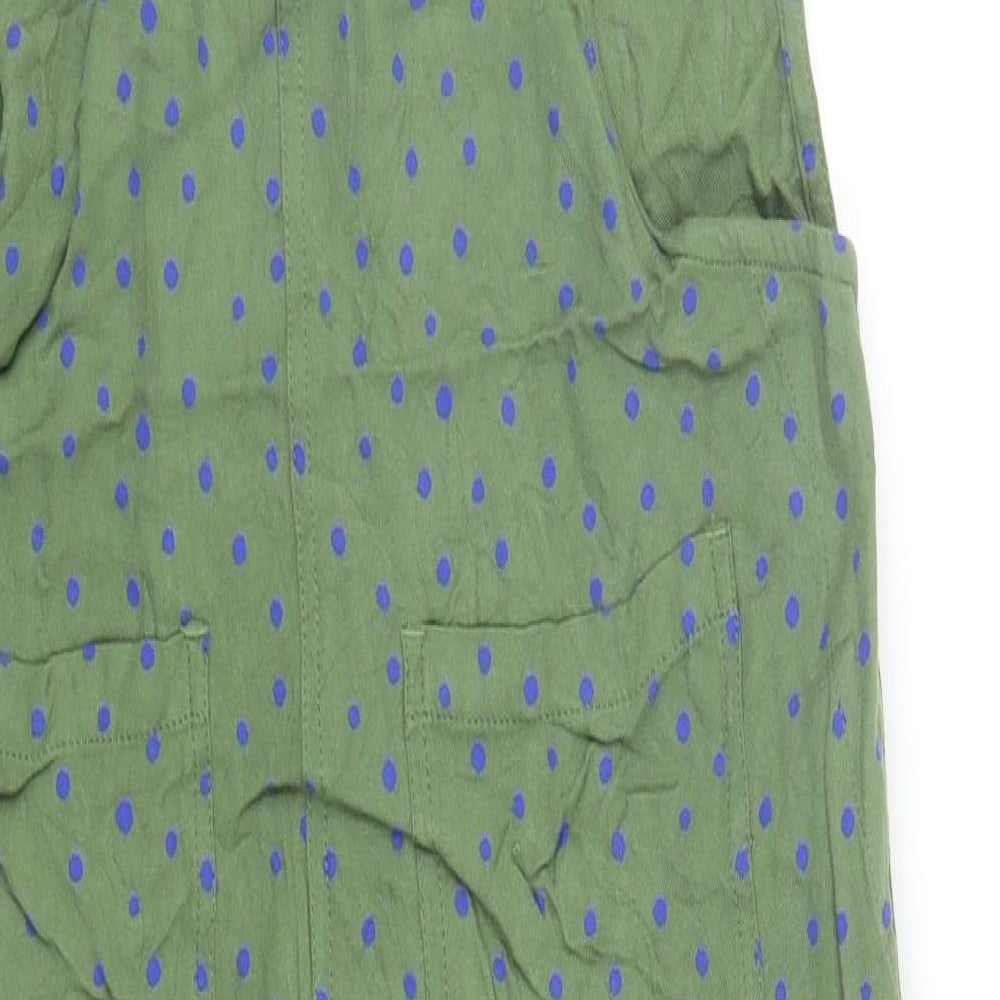 NEXT Girls Green Polka Dot Viscose Dungaree One-Piece Size 13 Years L24 in Button