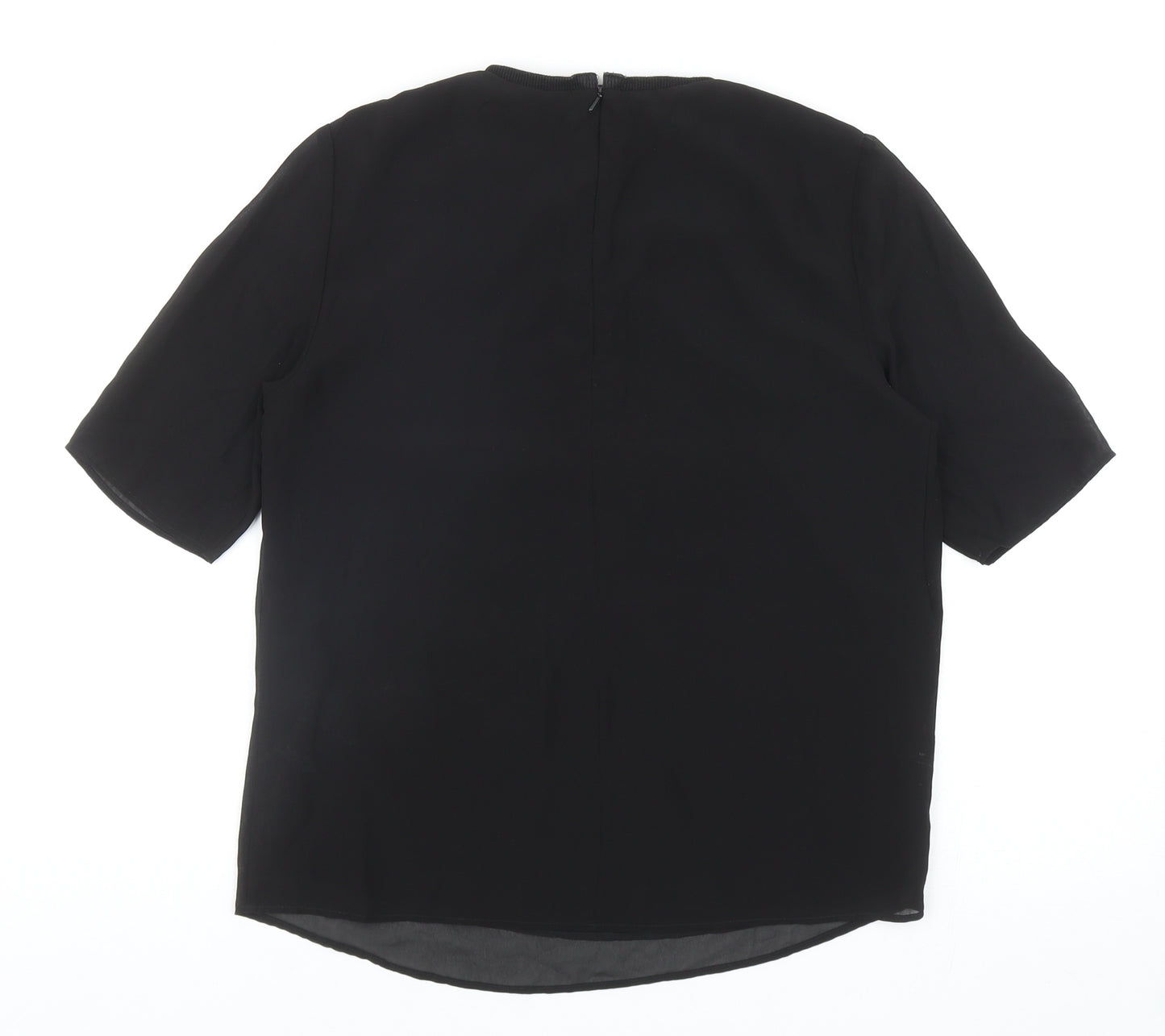 Marks and Spencer Womens Black Polyester Basic Blouse Size 8 Round Neck