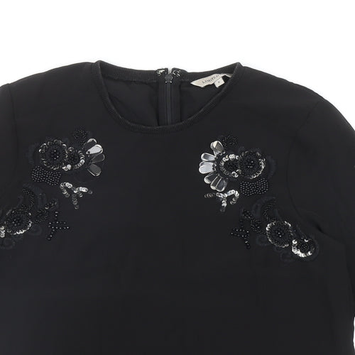 Marks and Spencer Womens Black Polyester Basic Blouse Size 8 Round Neck