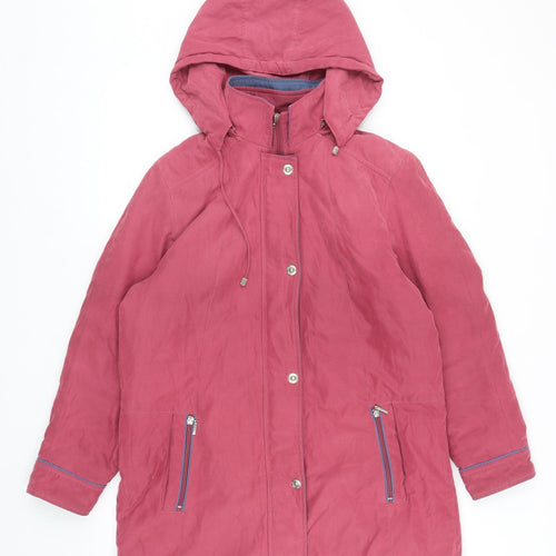 Eliza Gray Womens Pink Overcoat Coat Size 14 Snap