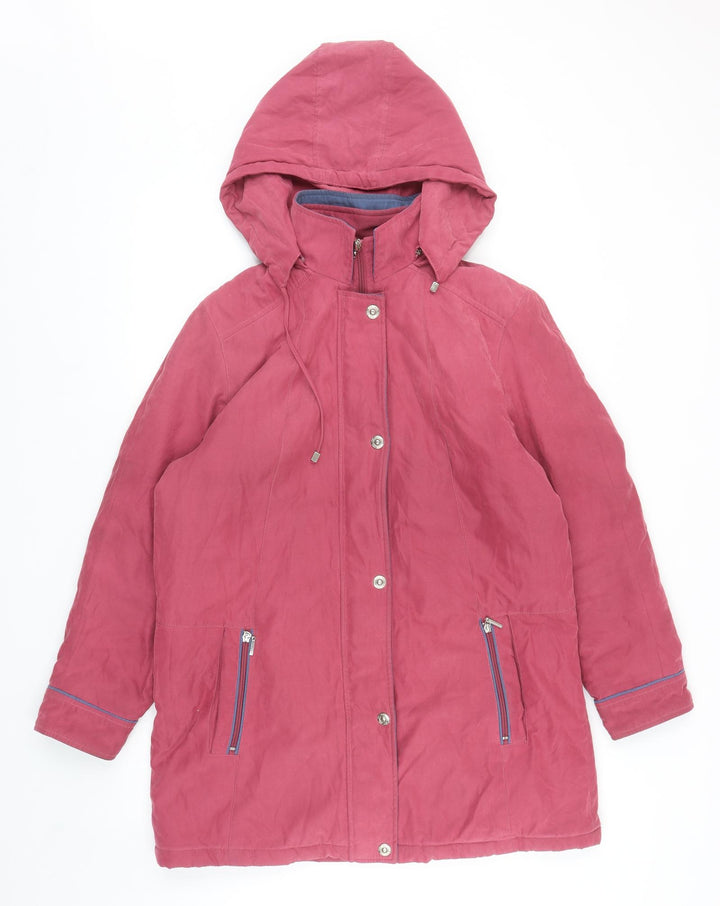 Eliza Gray Womens Pink Overcoat Coat Size 14 Snap