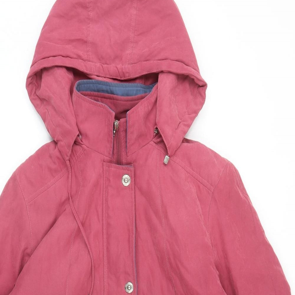 Eliza Gray Womens Pink Overcoat Coat Size 14 Snap