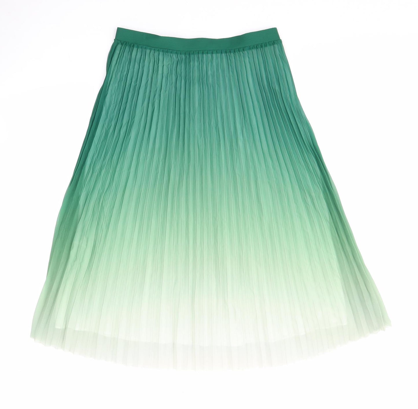 Selected Denmark Womens Green Polyester Pleated Skirt Size L Zip - Ombré