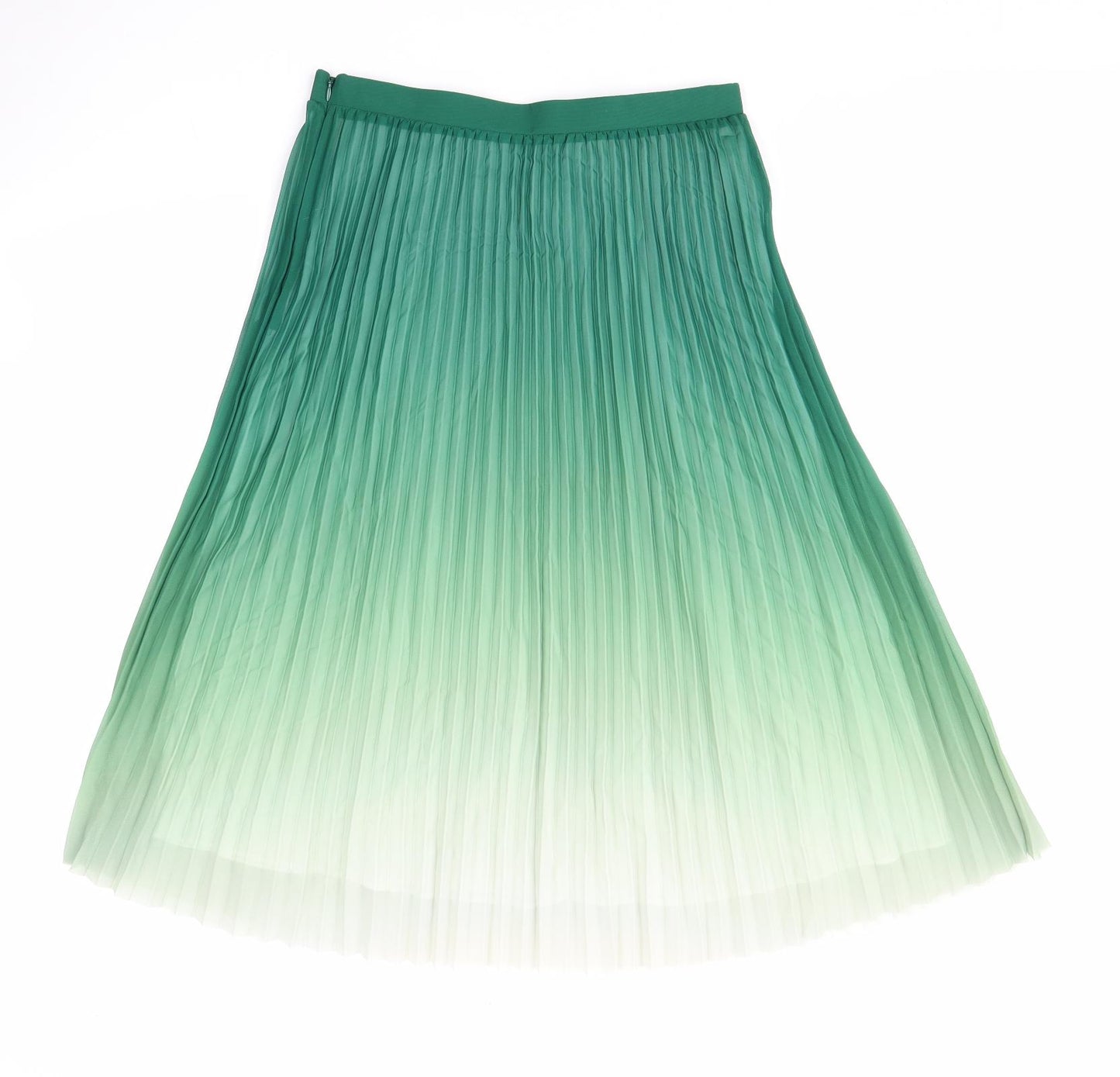 Selected Denmark Womens Green Polyester Pleated Skirt Size L Zip - Ombré