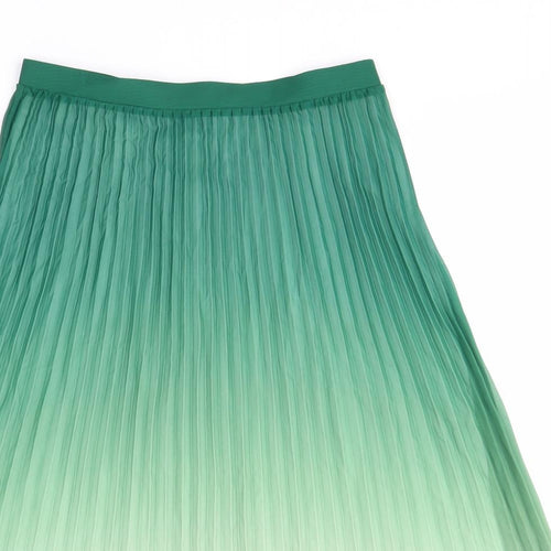 Selected Denmark Womens Green Polyester Pleated Skirt Size L Zip - Ombré