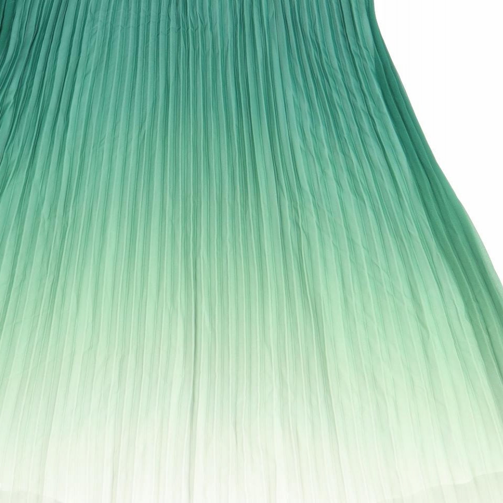 Selected Denmark Womens Green Polyester Pleated Skirt Size L Zip - Ombré