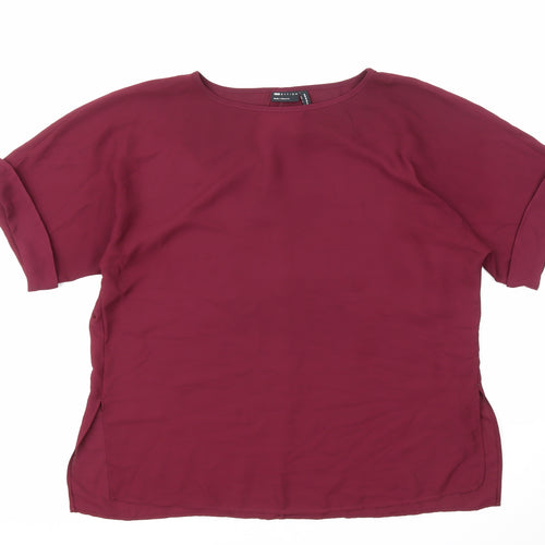ASOS Womens Purple Polyester Basic Blouse Size 14 Round Neck - Slit sides