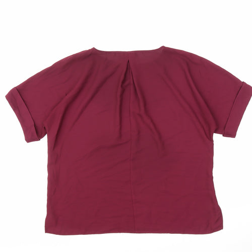 ASOS Womens Purple Polyester Basic Blouse Size 14 Round Neck - Slit sides