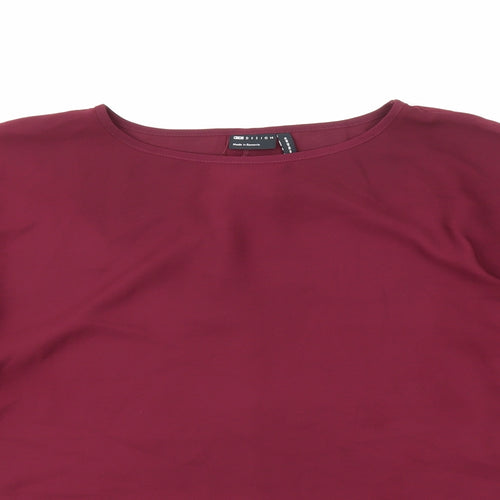 ASOS Womens Purple Polyester Basic Blouse Size 14 Round Neck - Slit sides