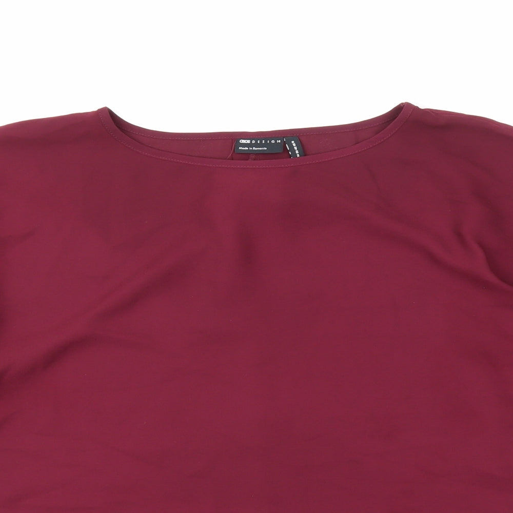 ASOS Womens Purple Polyester Basic Blouse Size 14 Round Neck - Slit sides