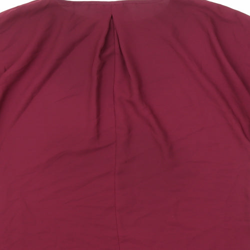 ASOS Womens Purple Polyester Basic Blouse Size 14 Round Neck - Slit sides