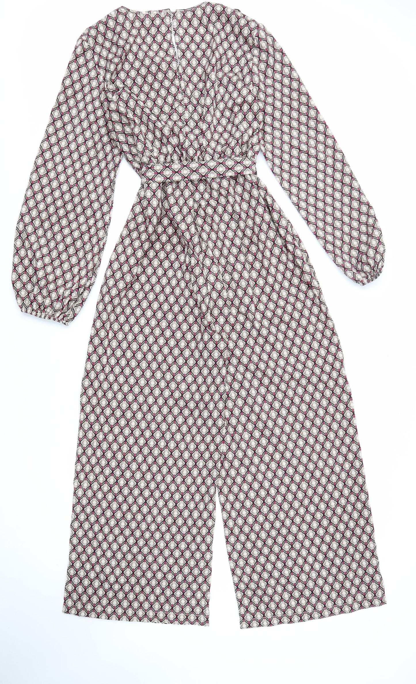 SheIn Womens Multicoloured Geometric 100% Polyester Jumpsuit One-Piece Size L L25 in Pullover