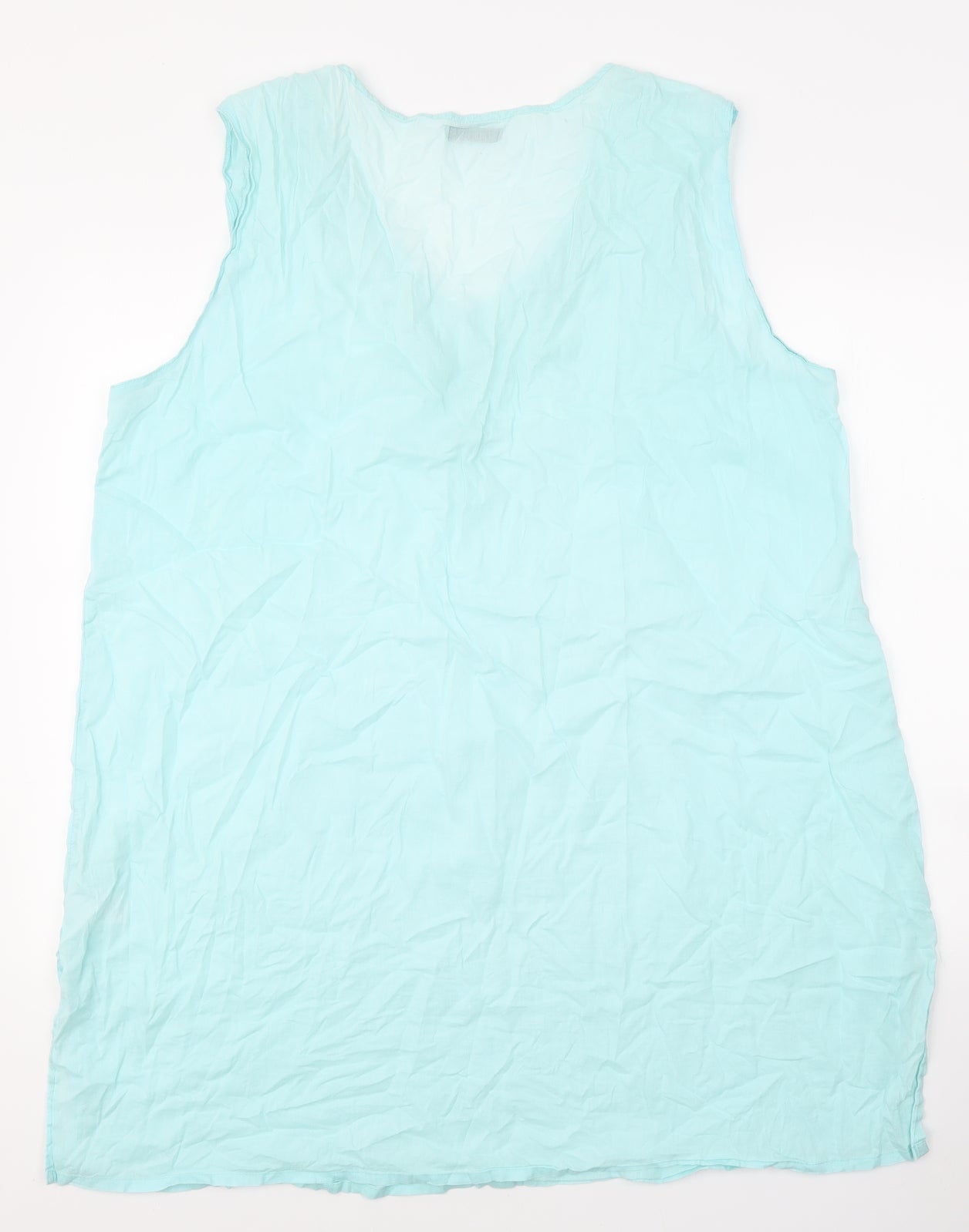 F&F Womens Blue 100% Cotton Kaftan Size XL V-Neck Pullover - Lace Detail
