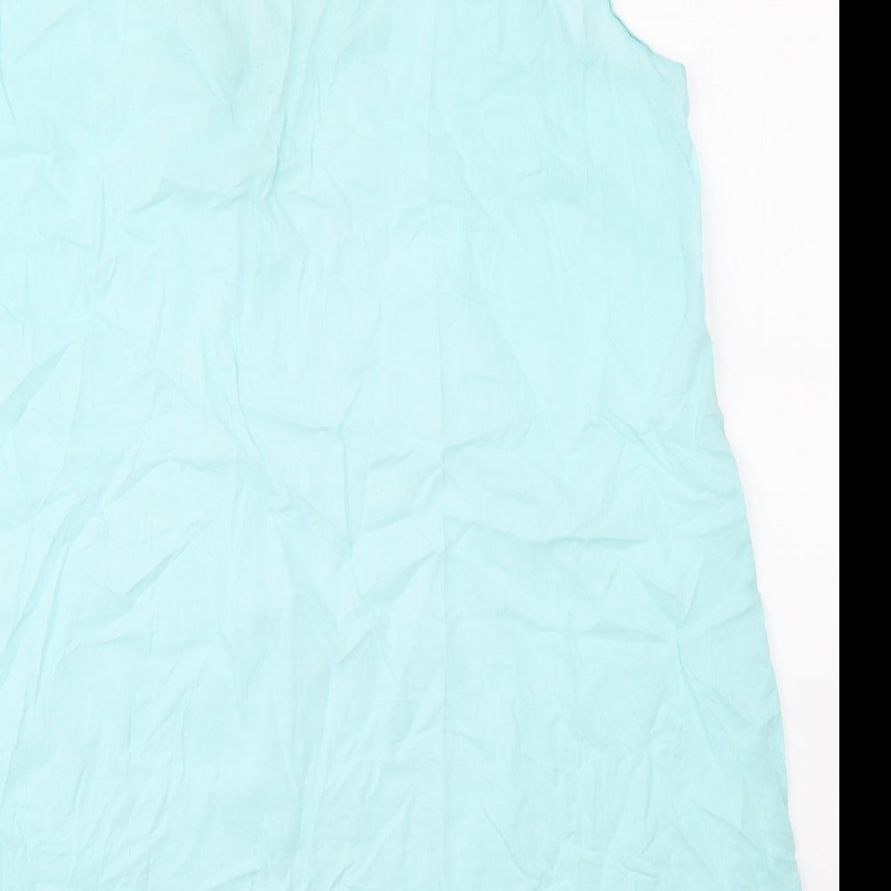 F&F Womens Blue 100% Cotton Kaftan Size XL V-Neck Pullover - Lace Detail