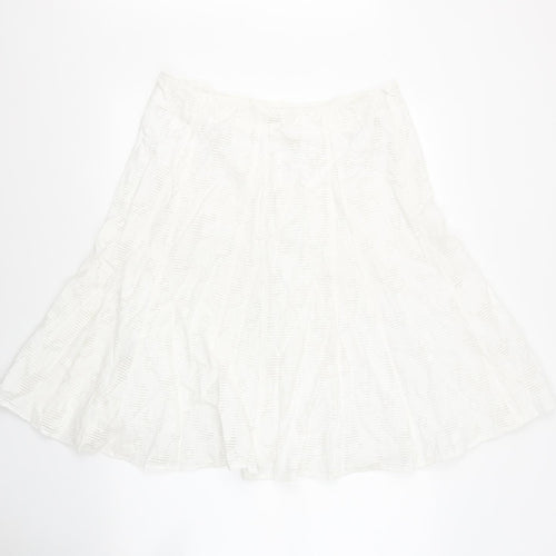 Marks and Spencer Womens Ivory Viscose Flare Skirt Size 14 Zip - Crochet detail