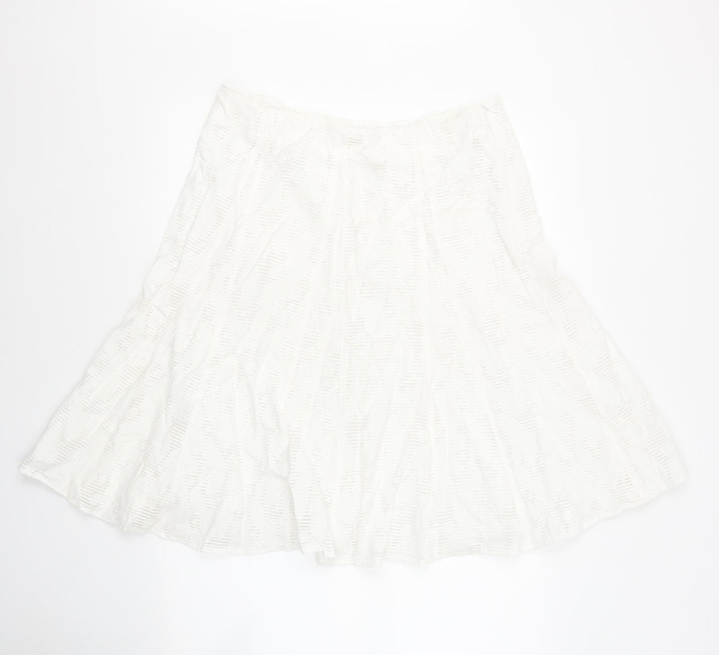 Marks and Spencer Womens Ivory Viscose Flare Skirt Size 14 Zip - Crochet detail
