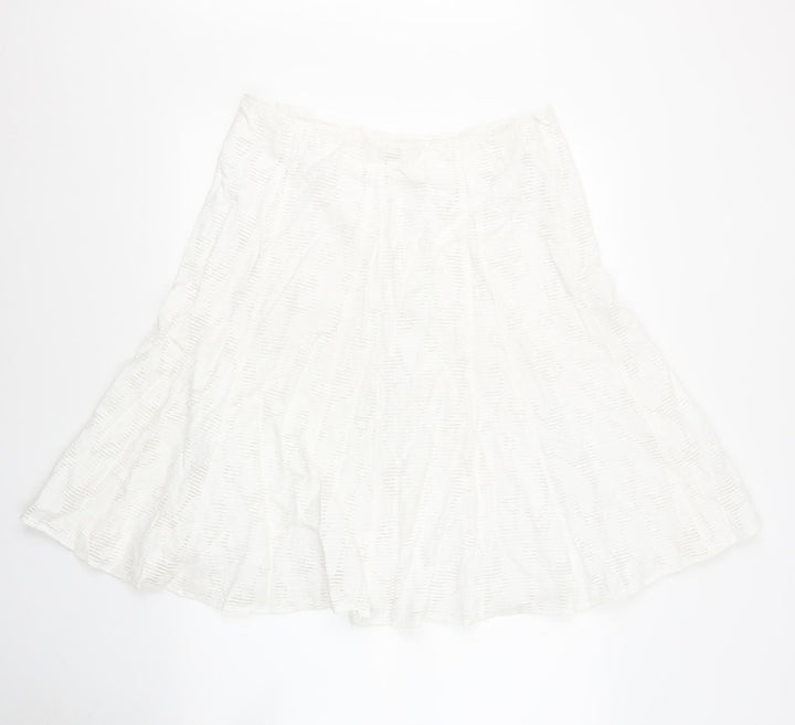 Marks and Spencer Womens Ivory Viscose Flare Skirt Size 14 Zip - Crochet detail
