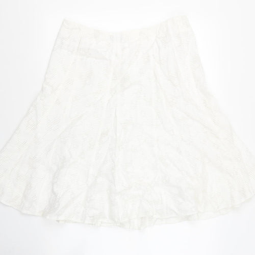 Marks and Spencer Womens Ivory Viscose Flare Skirt Size 14 Zip - Crochet detail