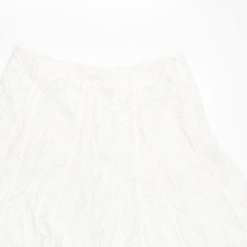 Marks and Spencer Womens Ivory Viscose Flare Skirt Size 14 Zip - Crochet detail