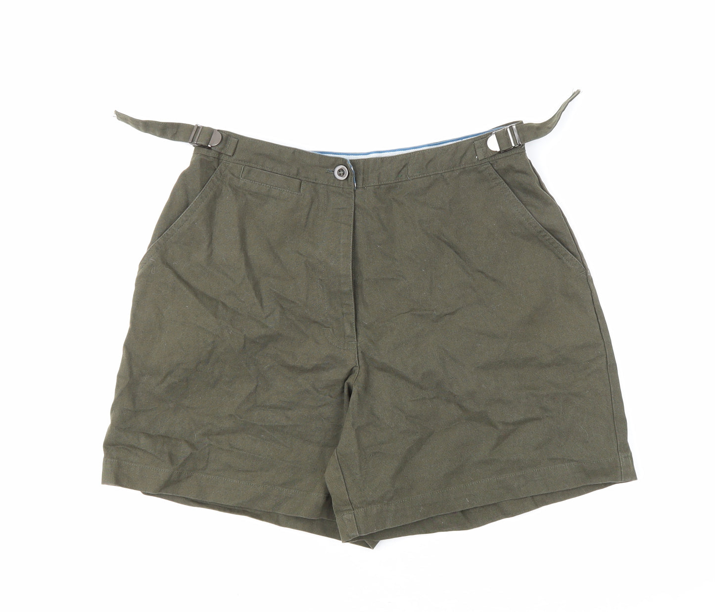 Joie de vivre Womens Green 100% Cotton Chino Shorts Size 10 L6 in Regular Zip - Khaki Green