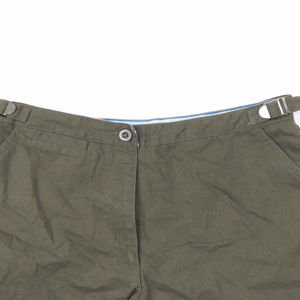Joie de vivre Womens Green 100% Cotton Chino Shorts Size 10 L6 in Regular Zip - Khaki Green