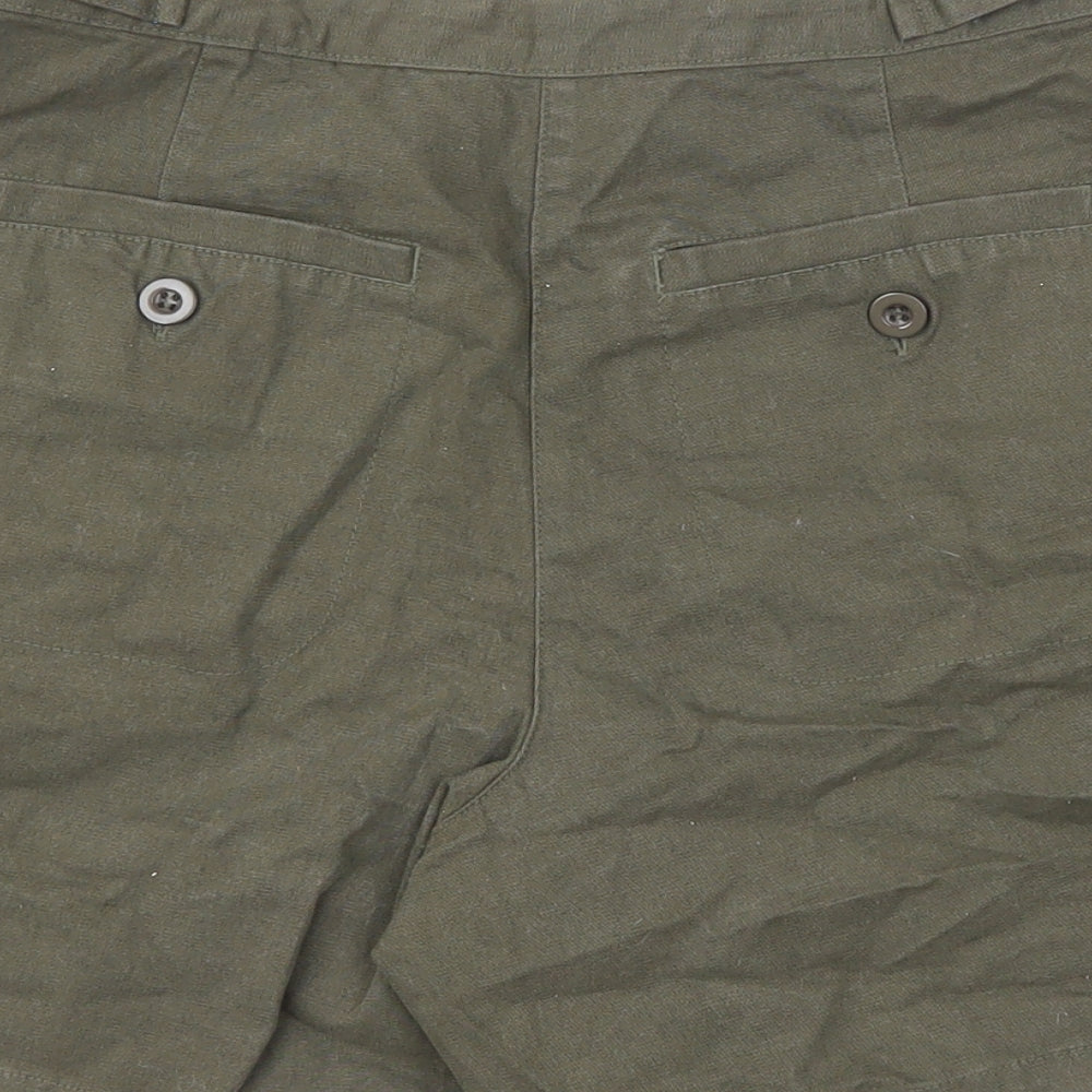 Joie de vivre Womens Green 100% Cotton Chino Shorts Size 10 L6 in Regular Zip - Khaki Green