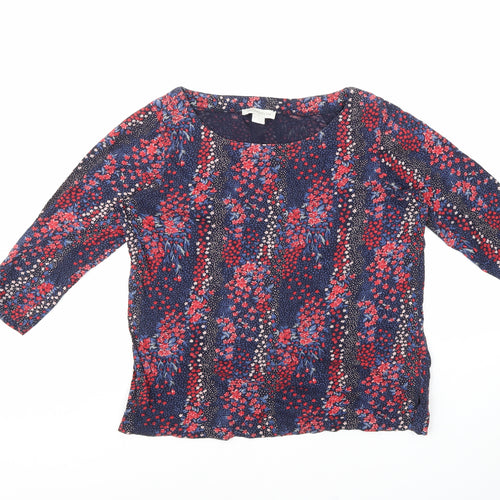 Monsoon Womens Multicoloured Floral 100% Cotton Basic Blouse Size 8 Round Neck