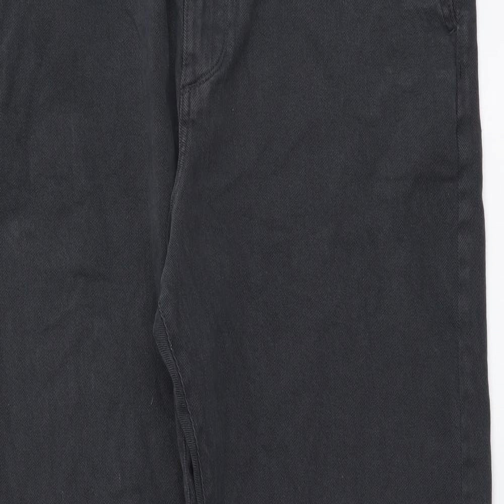 Marks and Spencer Mens Grey Cotton Straight Jeans Size 38 in L33 in Regular Button