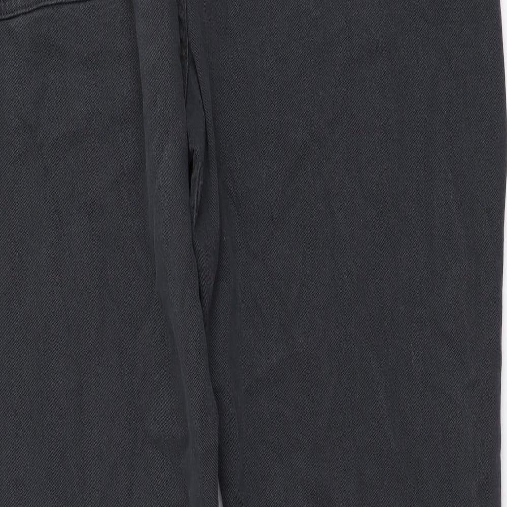 Marks and Spencer Mens Grey Cotton Straight Jeans Size 38 in L33 in Regular Button