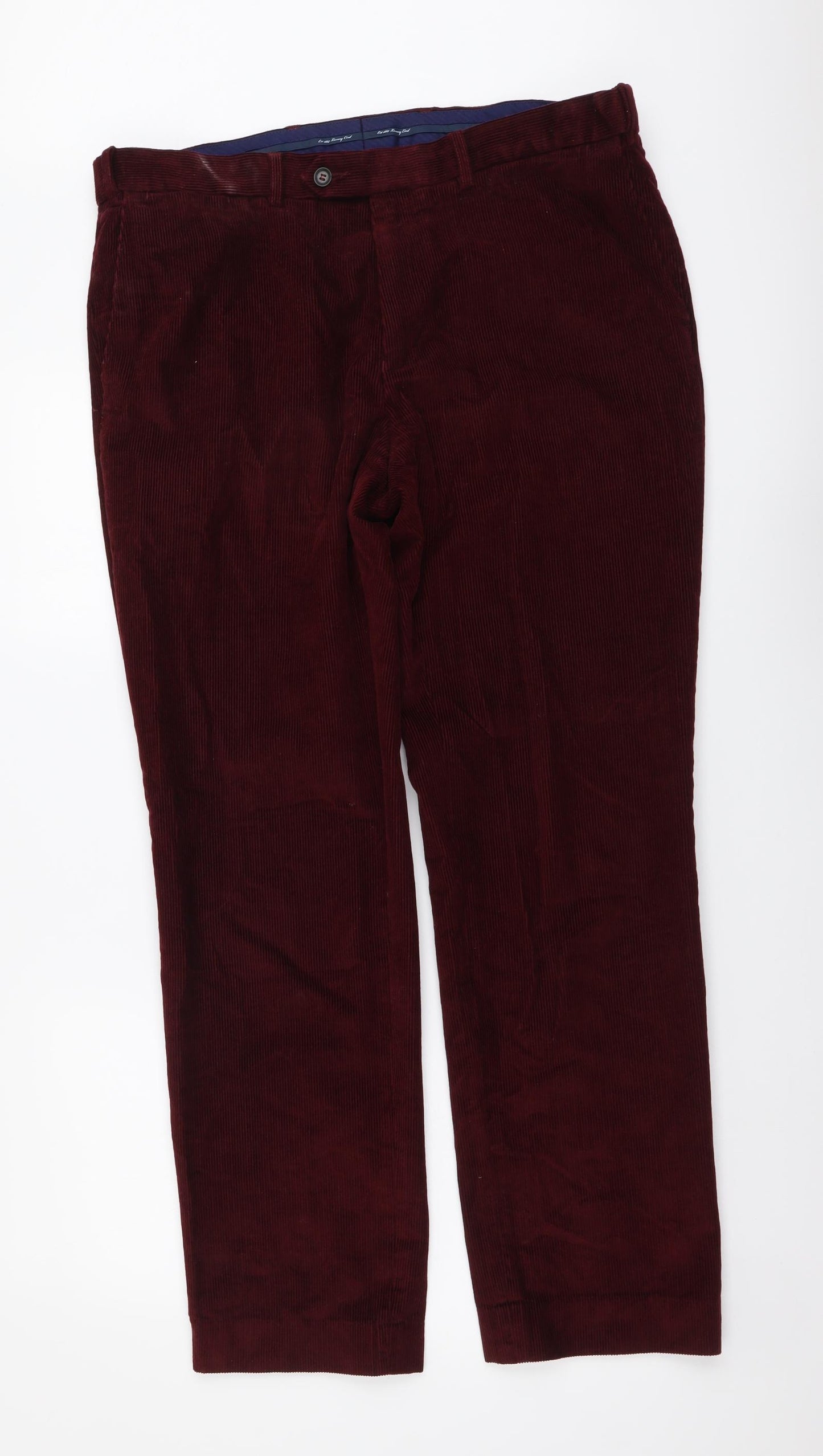 Marks and Spencer Mens Red Cotton Straight Jeans Size 36 in L31 in Regular Button